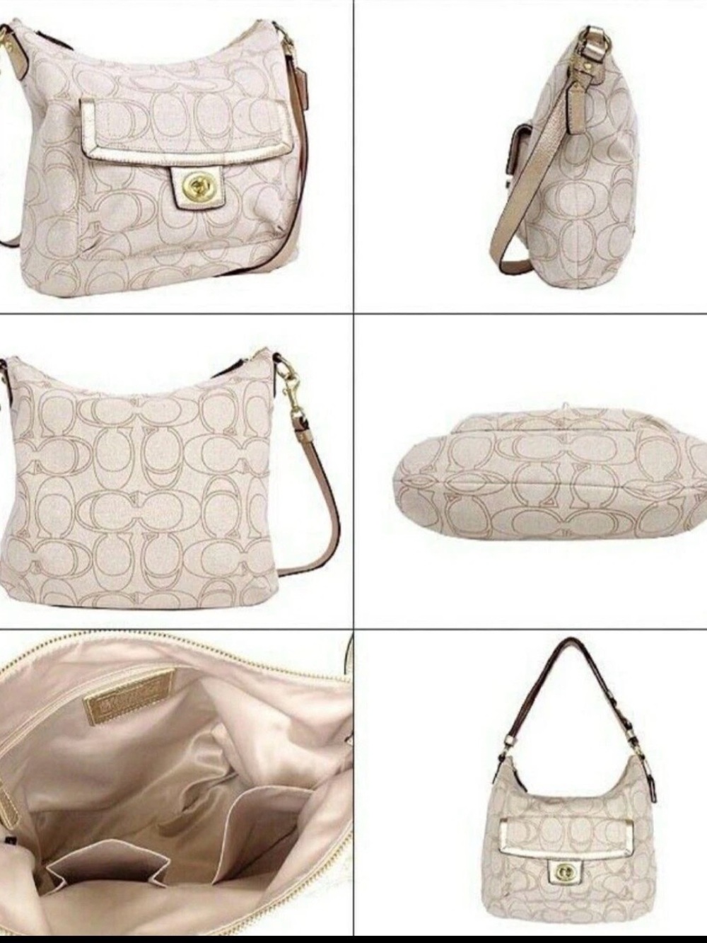 COACH Penelope Signature Convertible Shoulder Bag – Ivory Linen & Leather - Picture 11 of 11
